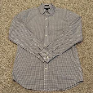 Mens Banana Republic Button Down | White & Light Purple | Slim Fit Non-Iron